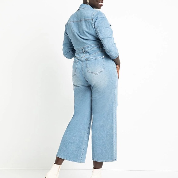 Eloquii Wide-Leg Denim Jumpsuit - Picture 3 of 11